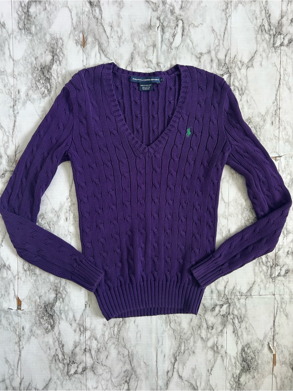Ralph Lauren Sport Women's size XS extra small V-neck Cable Knit Sweater
